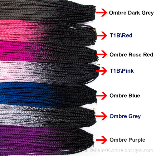 Silike 24 inch Crochet Ombre Box Braids 100g/pc Synthetic Crochet Hair Extensions 24 Stands Heat Resistant Fiber  Box Braids